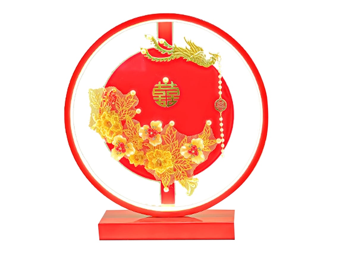 2026 lámpara de Mesita de Noche para Boda Decoración Festiva Dormitorio Regalo Metal Rojo Luz Suave Brillante