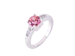 Anel De Cobre Feminino Decoração Com Zircão Rosa