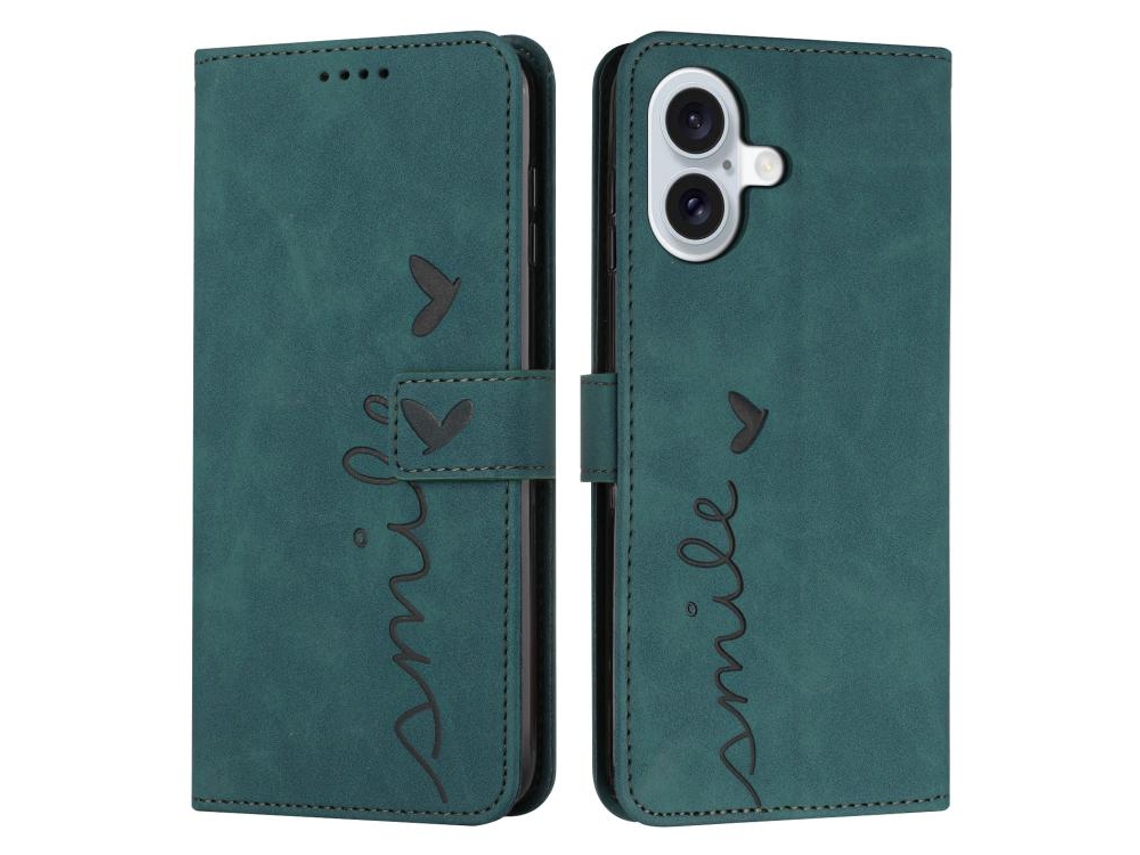 Capa Para Iphone 17 Em Couro Com Relevo De Coração E Alça Longa.