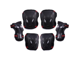 Kit De Equipamento De Proteção - 6 Peças Joelheiras Cotovelas Punhos Para Skate Bicicleta Patins (l, Preto + Vermelho)