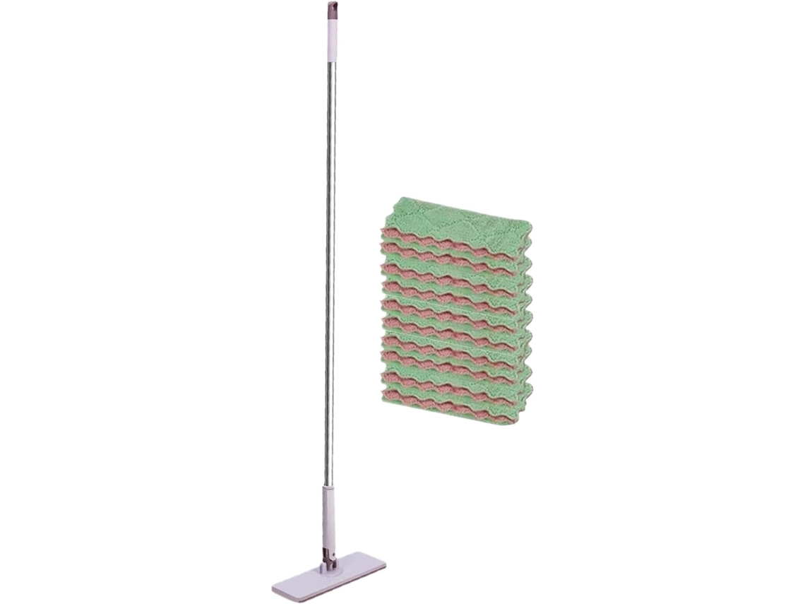 Esfregão Para Chão Com Cabeça Rotativa E Panos De Limpeza