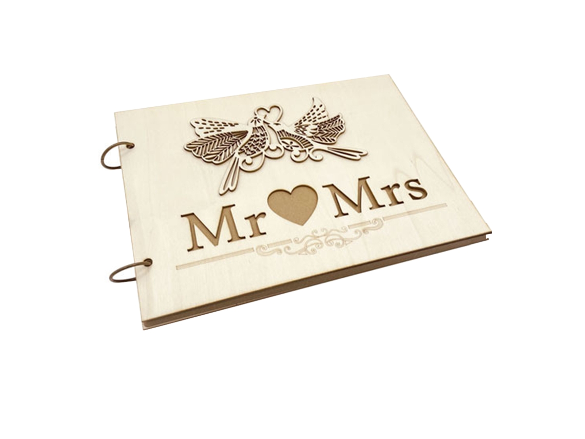 Laxiscreed Livro De Assinaturas Love Birds Em Madeira Para Casamentos