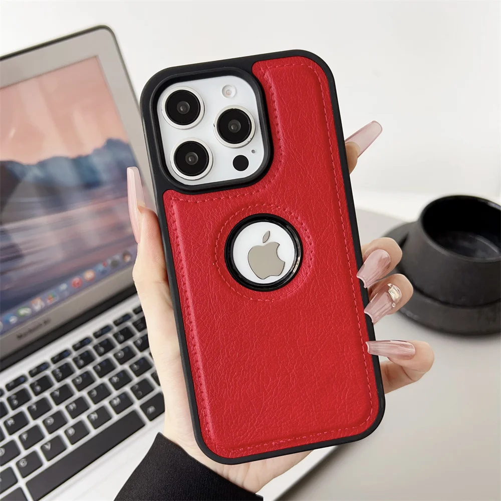 Capa De Celular Executiva Em Couro Pu Para Iphone (iphone 16 Plus, Vermelha), Feita De Couro Bovino, Resistente A Impactos.