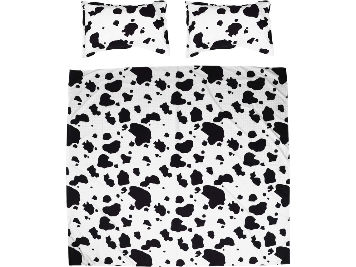 Conjunto de Cama Algodão 3 Peças com Estampa Vaca Leiteira, Fechamento Zíper, Resistente Ao CHABERLU