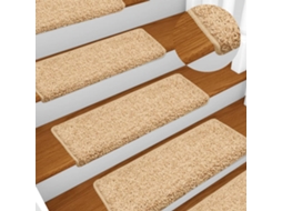 Vidaxl Tapetes De Escada 15 Peças 65x21x4 Cm Creme Com Borda Retangular