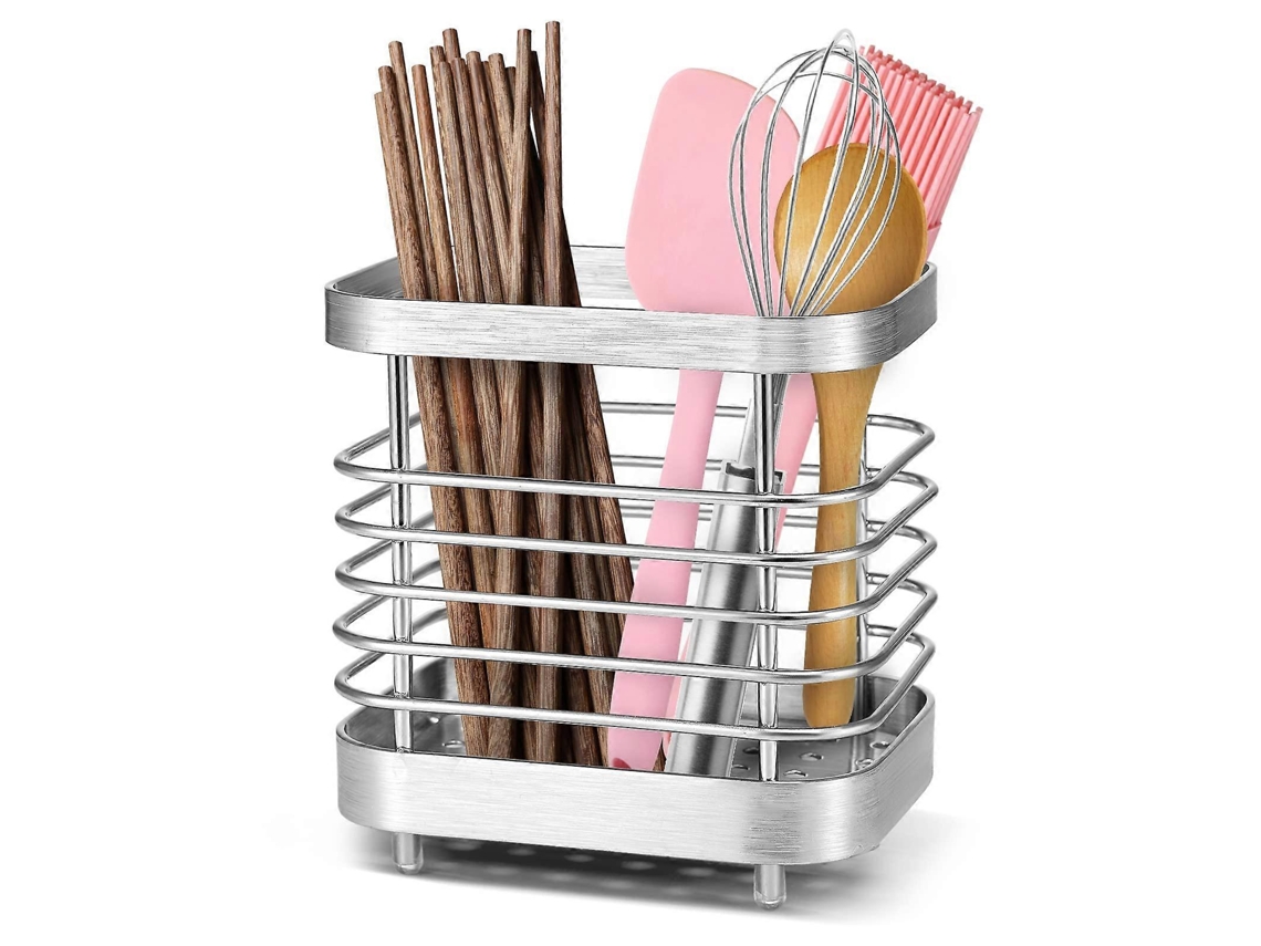 Estante de Almacenamiento para Cubiertos de Acero Inoxidable, Organizador Antirroto para Lavaplatos, Portavasos Multifuncional 2 Piezas