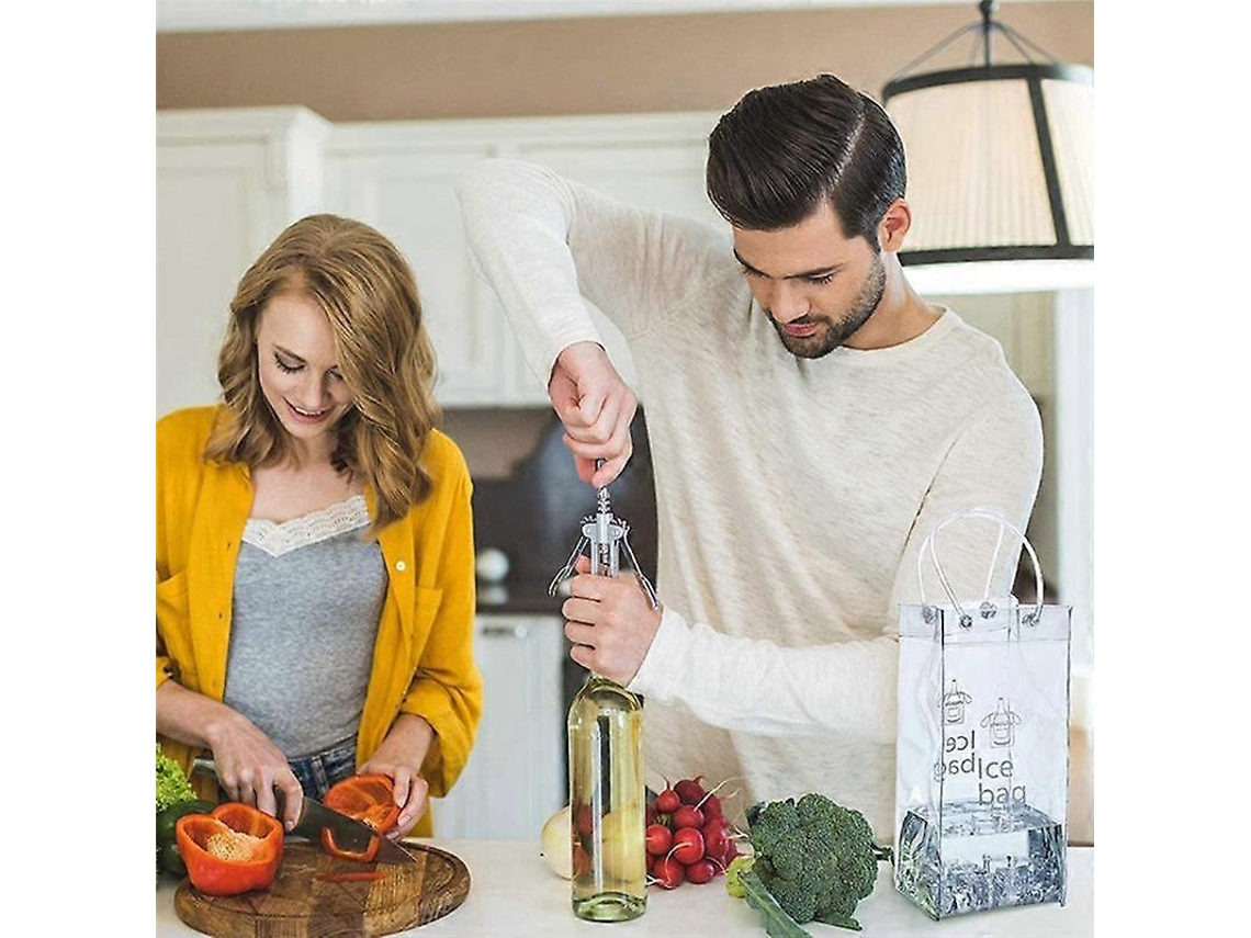 Bolsa De Gelo Para Vinho, Bolsa Portátil Transparente Para Vinho Com Alça Para Champanhe E Cerveja Gelada Ao Ar Livre, Pacote Com 2 Slowmoose
