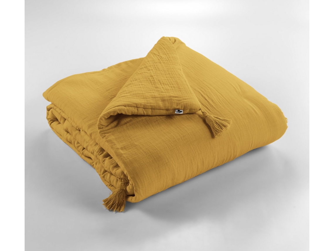 Cama Extremo Gaïa Azafrán LEFFET PAPILLON Algodão Amarelo (90x200cm)