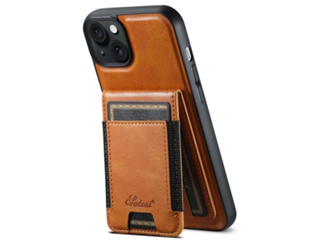 Suporte Casa Magsafe Para Iphone 13 Suteni Pele Sintética Com Porta-cartões Laranja