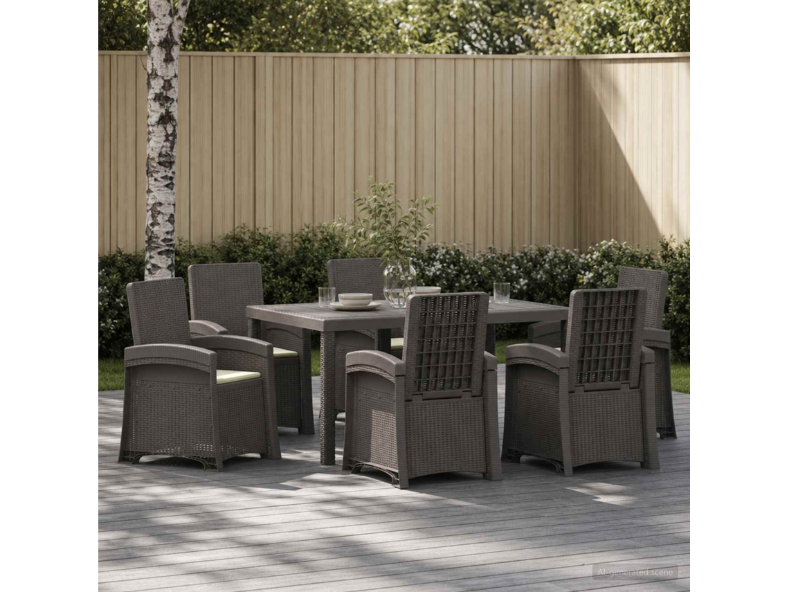 Vidaxl Conjunto De Jantar Para Jardim 7 Unid. Cinzentos Claros E Creme