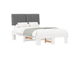 Estrutura de Cama com Cabeceira Estofada em Cinzento Claro MAISON EXCLUSIVE