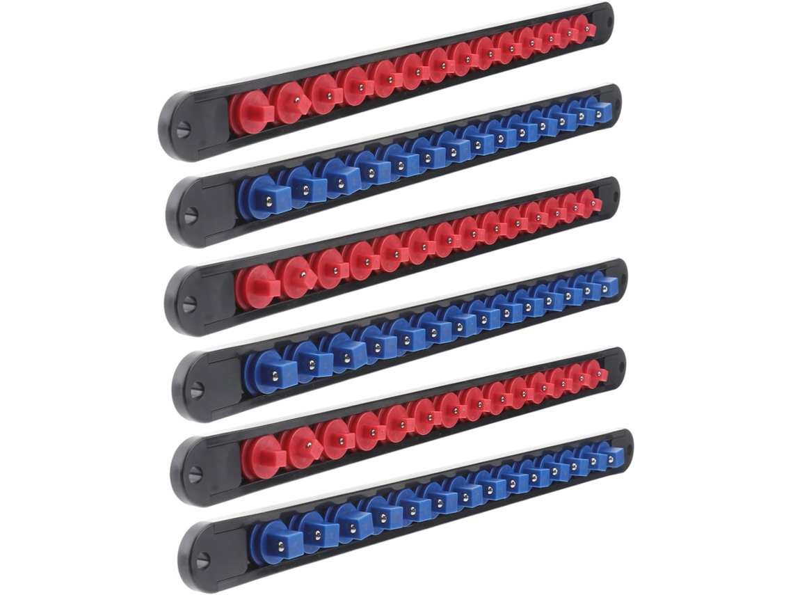 Conjunto De 6 Suportes Organizadores Para Soquetes De 1/4", 3/8" E 1/2", Com Suporte Giratório Para Soquetes.