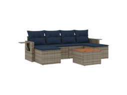 Conjunto de Sofá de Jardim, 7 Peças, Almofadas, Rattan Cinza MAISON EXCLUSIVE