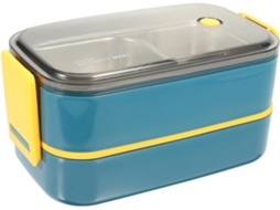 Marmita Térmica Bento Em Aço Inoxidável Azul, Leve E Compacta, Com Dupla Camada Para Manter O Almoço Hermeticamente