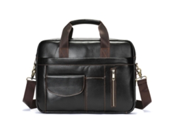 Pasta de Couro Genuíno Portátil Crossbody Sacos Do Mensageiro Bolsa de Viagem de Negócios para Homem-1116 Café Profundo