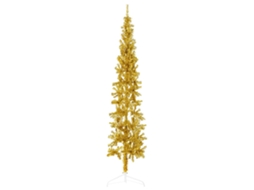 Vidaxl Meia Árvore De Natal Fina Com Suporte 240 Cm Dourado