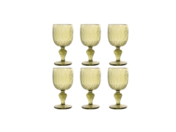 Conjunto De Copos Home Esprit Verde Cristal Folha 340 Ml (6 Unidades)