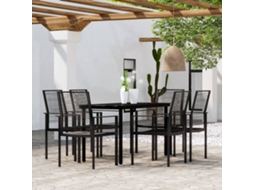 Vidaxl 7 Pcs Conjunto De Jantar Para Jardim Preto