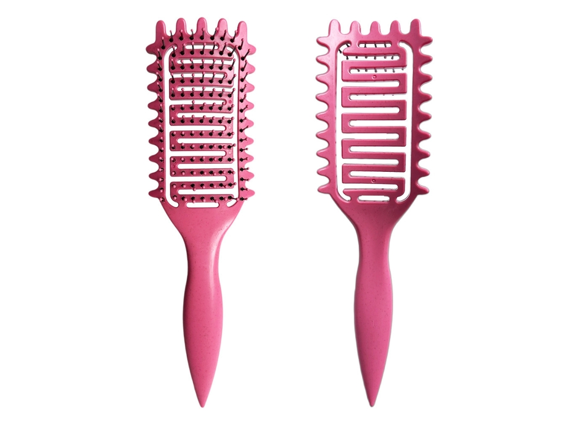Escova Modeladora com Cerdas Ocas de Javali para Criar Cachos e Penteados. MDUG (rosa)
