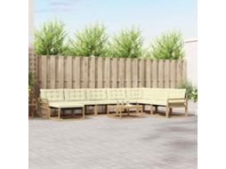 Vidaxl Conjunto De Sofás Para Exterior 9 Unid. Branco E Creme