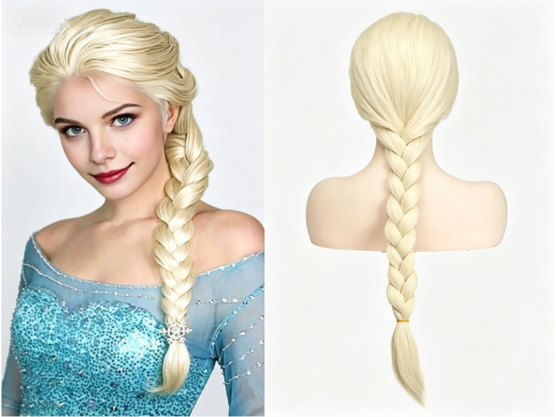 Peruca Loira Estilo Princesa Elsa — Cabelo Comprido, Volumoso E Encantador — Ideal Para Festas De Cosplay E Bailes De Fantasia
