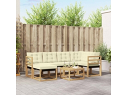 Vidaxl Conjunto De Sofás Para Exterior 7 Unid. Branco E Creme