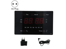 Relógio de parede digital LED Baok com temperatura, umidade, calendário perpétuo, 100-240V, decoração para casa