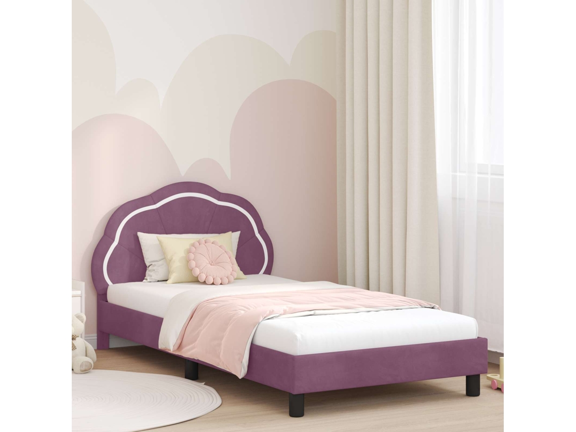 Vidaxl Estrutura De Cama Infantil Com Cabeceira Roxo 80 X 200 Cm