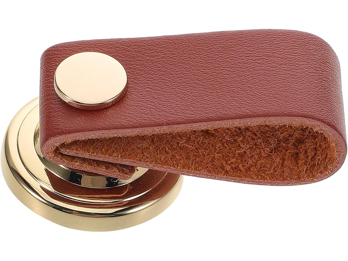 Puxador De Cômoda Frcolor Com Furo Único, Em Couro Sintético E Metal, Elegante E Moderno, Para Gaveta De Armário E