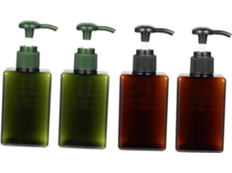 Conjunto De 4 Frascos Com Bomba Dosadora Vazios Para Loção, Xampu E Gel - Design Compacto E À Prova De Vazamentos