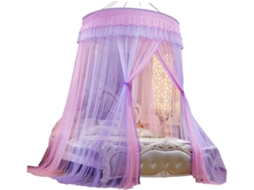 Mosquiteiro De Renda Grande Em Formato Cúpula Para Cama, Cortina Suspensa Anti Insetos, Rosa E Roxo, Leve E Durável Para