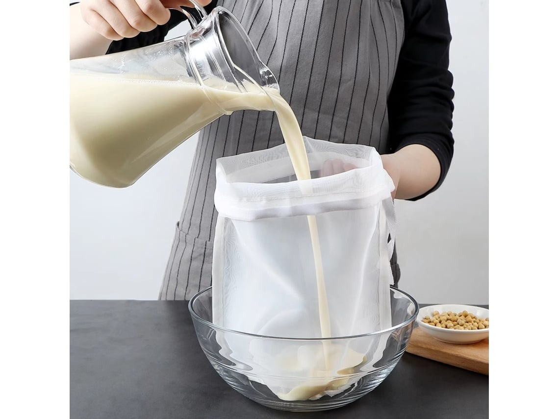 Conjunto De 2 Sacos Reutilizáveis ​​para Leite Vegetal, Coador Alimentos, Para Nozes E Filtro Cozinha Sucos. (30*20cm, Malha 120)