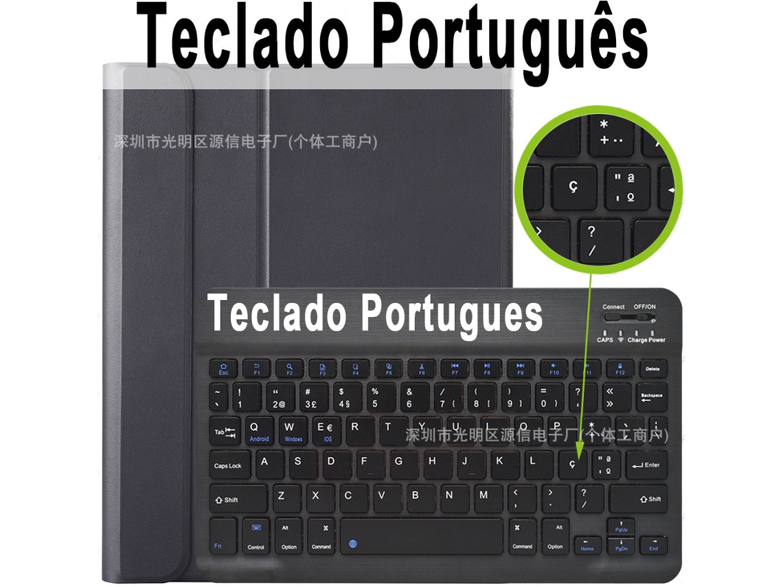 Capa De Couro Preta Obsidiana Com Teclado E Teclado Bluetooth Para Xiaomi Mi 6/6 Pro 11 Polegadas 2023 (português)
