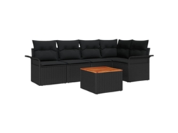 Maison Exclusive - Conjunto De Sofá De Jardim 6 Pcs Preto Vime Pe