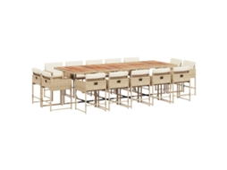 Conjunto de Jantar 15 Pcs para Jardim com Almofadões Vime Pe Bege MAISON EXCLUSIVE (15 pcs)