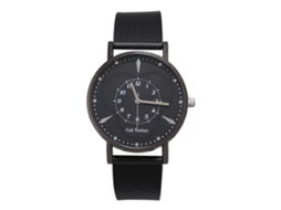 Reloj De Pulsera Para Hombre Cuarzo Con Correa De Malla Dial Redondo Casual Zhoulianfa Negro