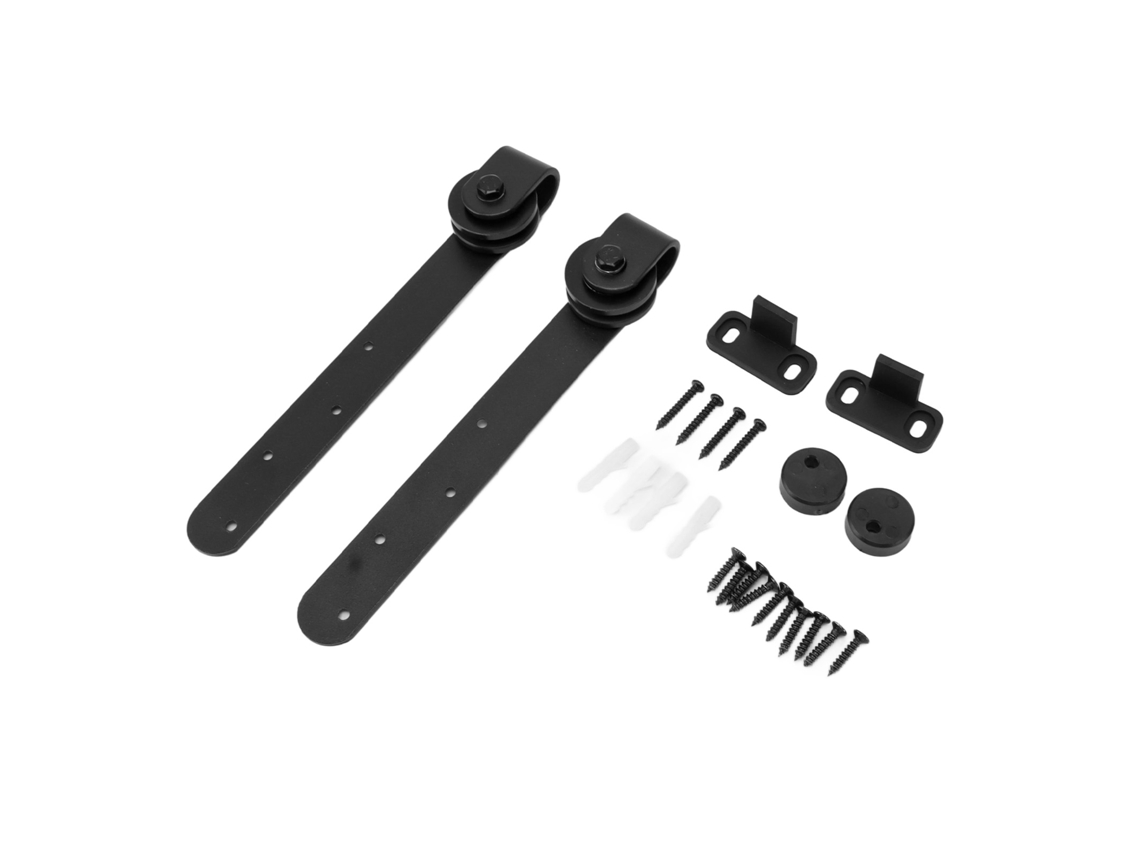 Laxiscreed Ferragens Para Porta De Celeiro Com Trilho Deslizante, Kit Com Rodas De Suspensão Para Armários De 4 Furos