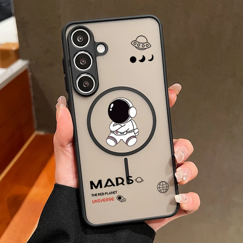 (preto) Capa Magnética Para Celular Samsung Com Estampa Fofa De Astronauta