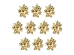 Decore O Natal Com Flor Artificial Laxiscreed Dourada Com Acabamento Em Pó Dourado E Efeito Duplo
