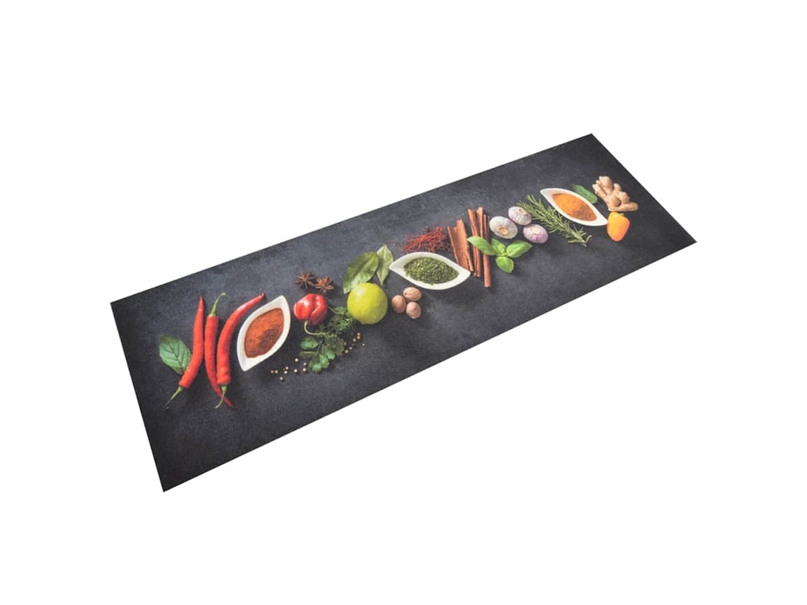 Vidaxl Tapete De Cozinha Lavável 60x180 Cm Veludo Padrão Especiarias