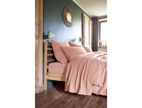 Conjunto de Lençol LEFFET PAPILLON Plano Justo Fronhas Gaïa Algodão Rosa - 4pcs (270x300cm)