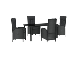 Conjunto 5 De Jantar De Jardim Vidaxl Preto Vime Pe