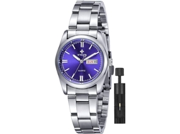 Lurelia Pulseira Para Relógio, Movimento De Quartzo, Analógico, Data/calendário, 30,5mm, 10mm, 16mm, Aço Inoxidável, Abs, Resistente À Água 30m, Azul