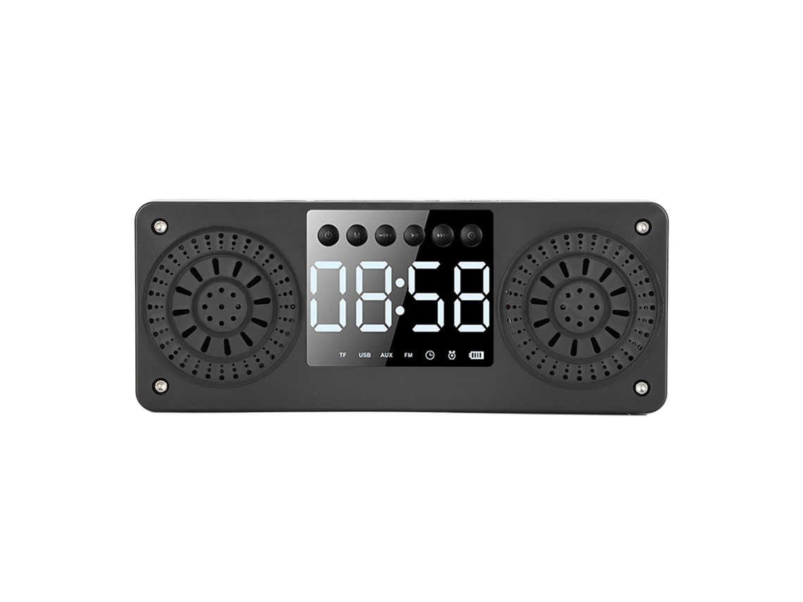 Relógio Despertador Mali Sem Fio Bluetooth com Alto-falante Portátil, Cartão e Madeira Amarela