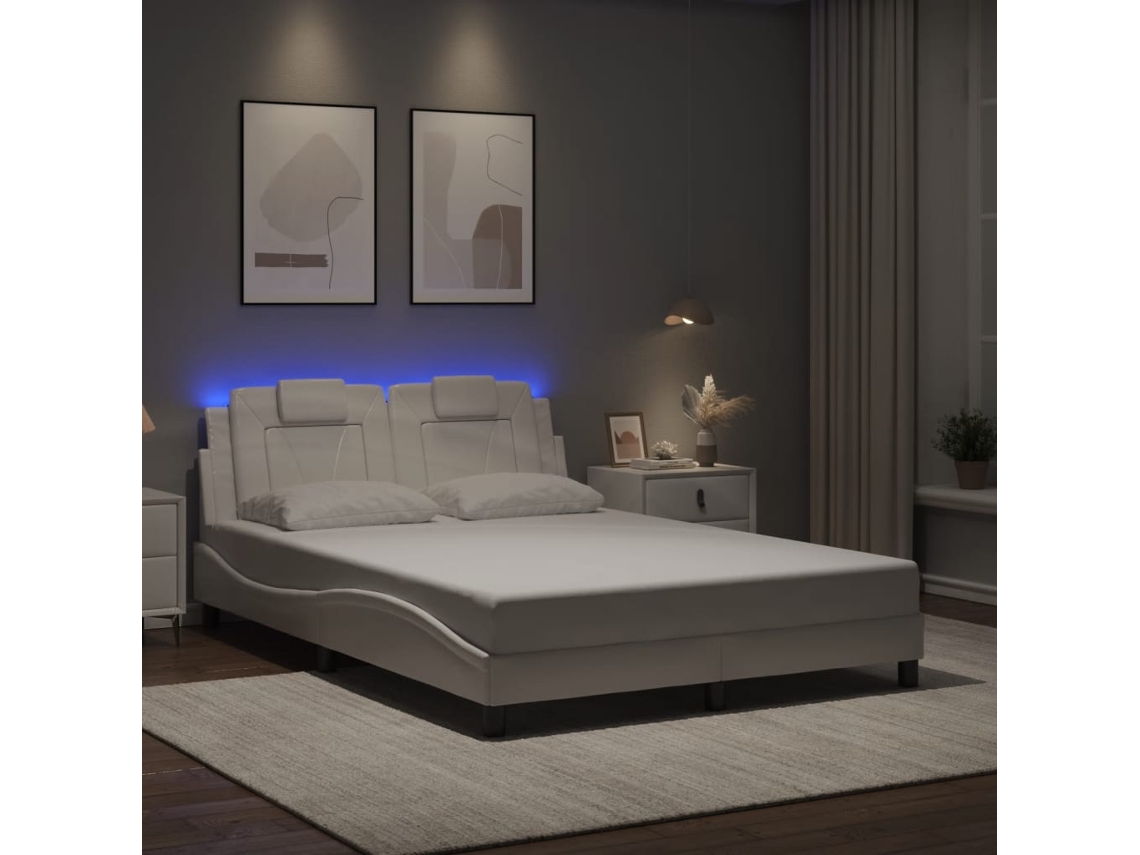 Vidaxl Estrutura de Cama Viana com Led Sem Colchão 140x200 Cm Branco