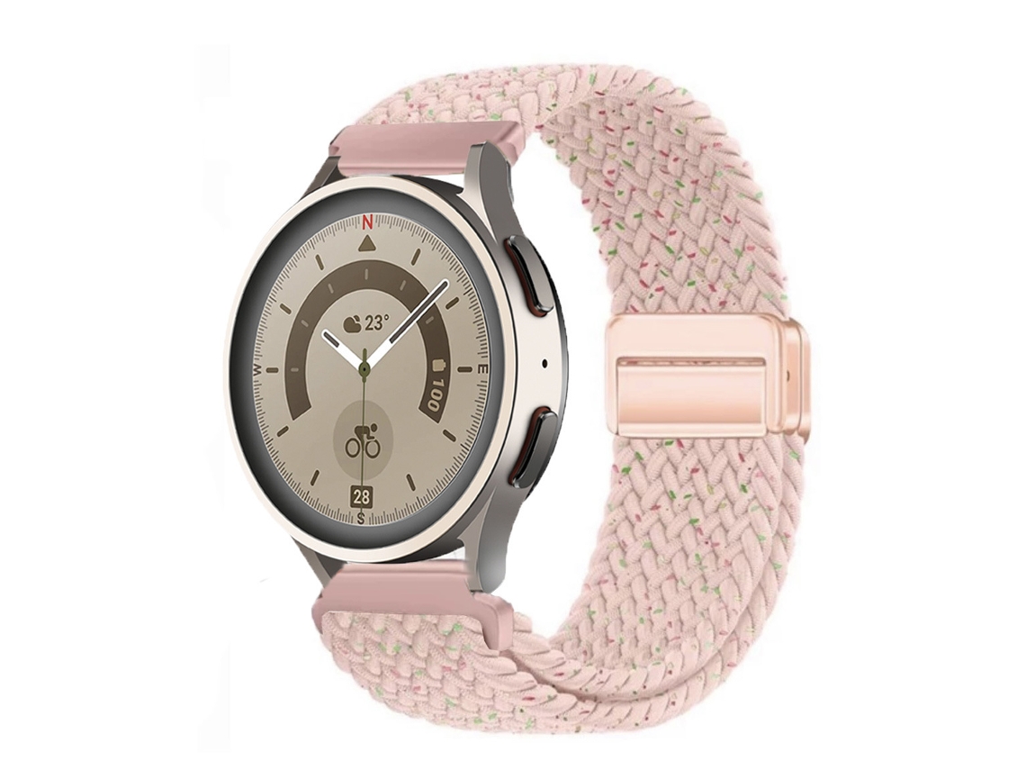 Pulseira de nylon com fecho magnético para Huawei GT6 GT5, Samsung Watch7 Stellar Pink, 20 mm