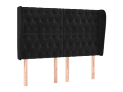 Cabeceira de Cama com Abas Veludo Preto MAISON EXCLUSIVE 163x23x118 cm