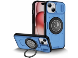 Suporte Casa Para Iphone 15 Pele Sintética Azul