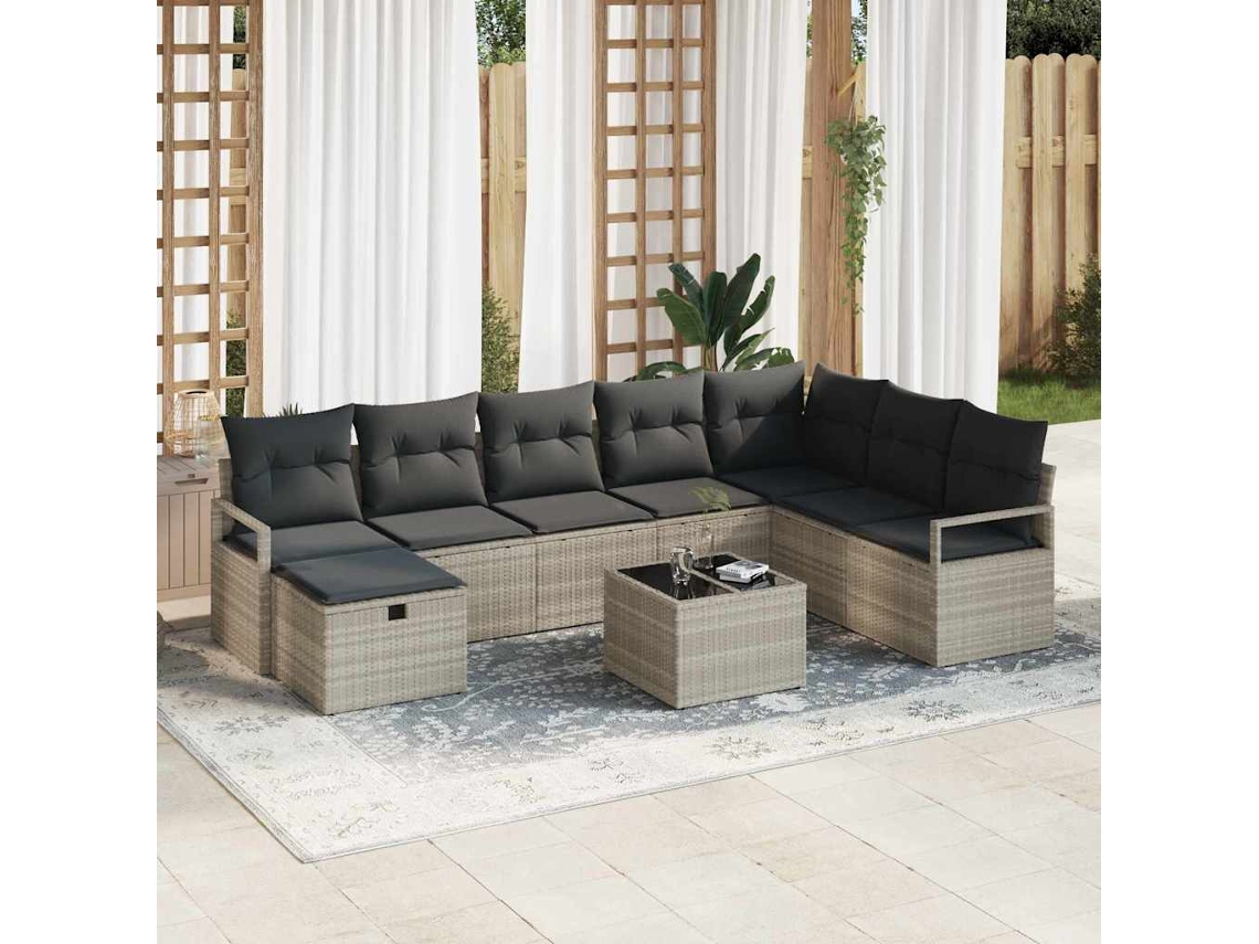 Vidaxl Conjunto De Sofás 9 Unid. 8-número De Lugares Cinzento-claro