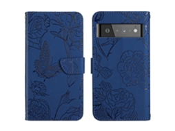 Capa De Couro Com Relevo E Textura De Borboleta E Peônia Para Google Pixel 6 Pro
